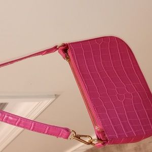 Small, snakeskin, pink purse